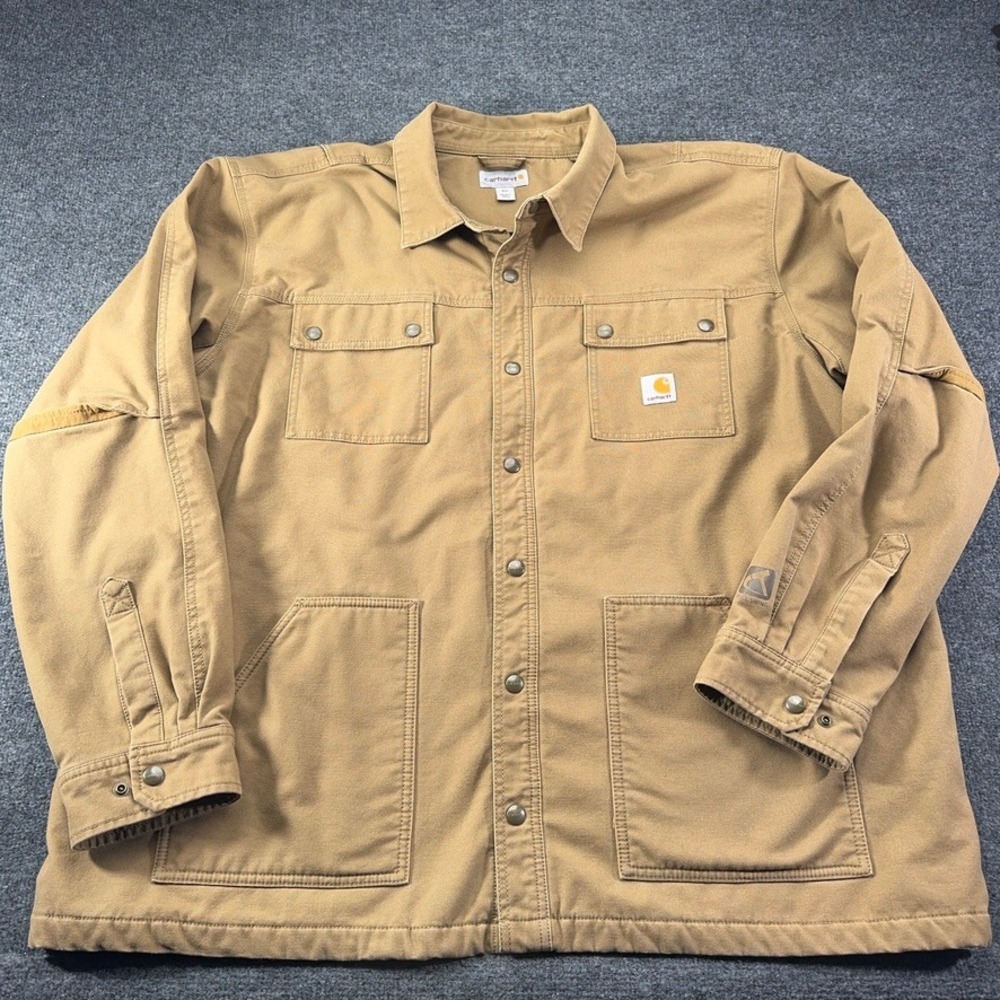 Carhartt Full Swing Fleece Lined Shirt Jacket Mens 3XL Brown 101751 Workwear EUC